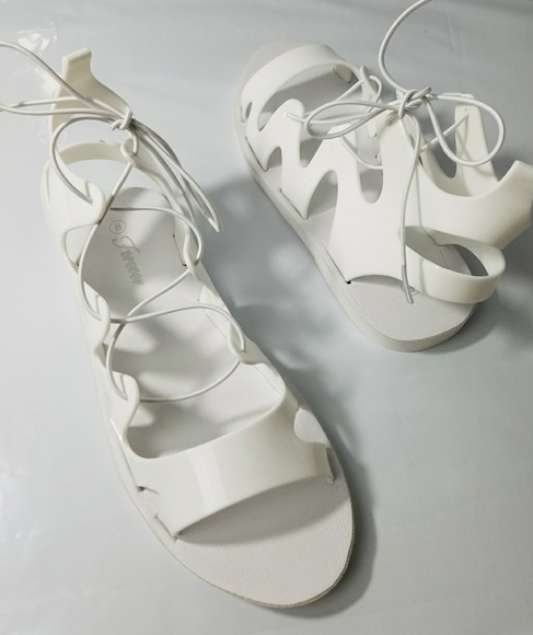 lace up jelly sandals